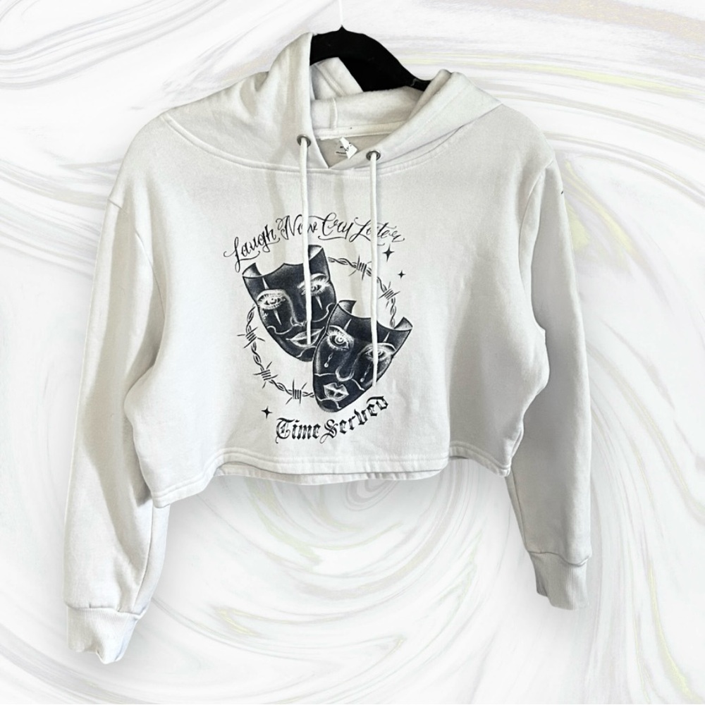 Laugh now cry later time served cropped hoodie